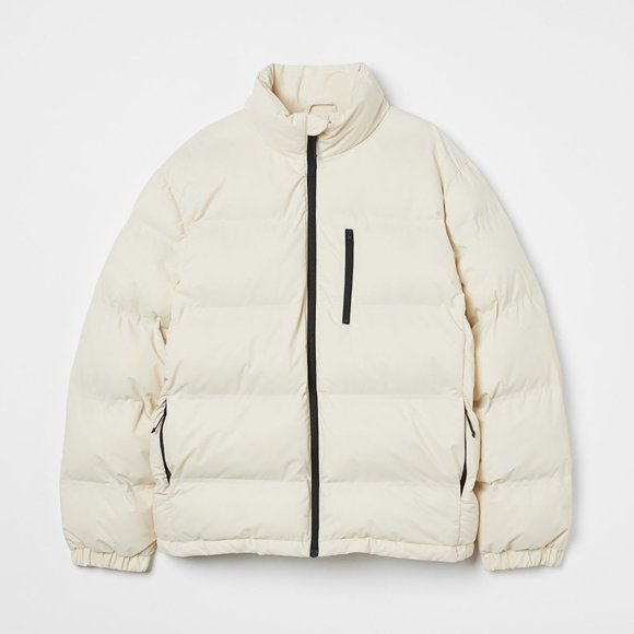 H&M Water Repellent Jacket Cream White size Medium 180/100A 0978418